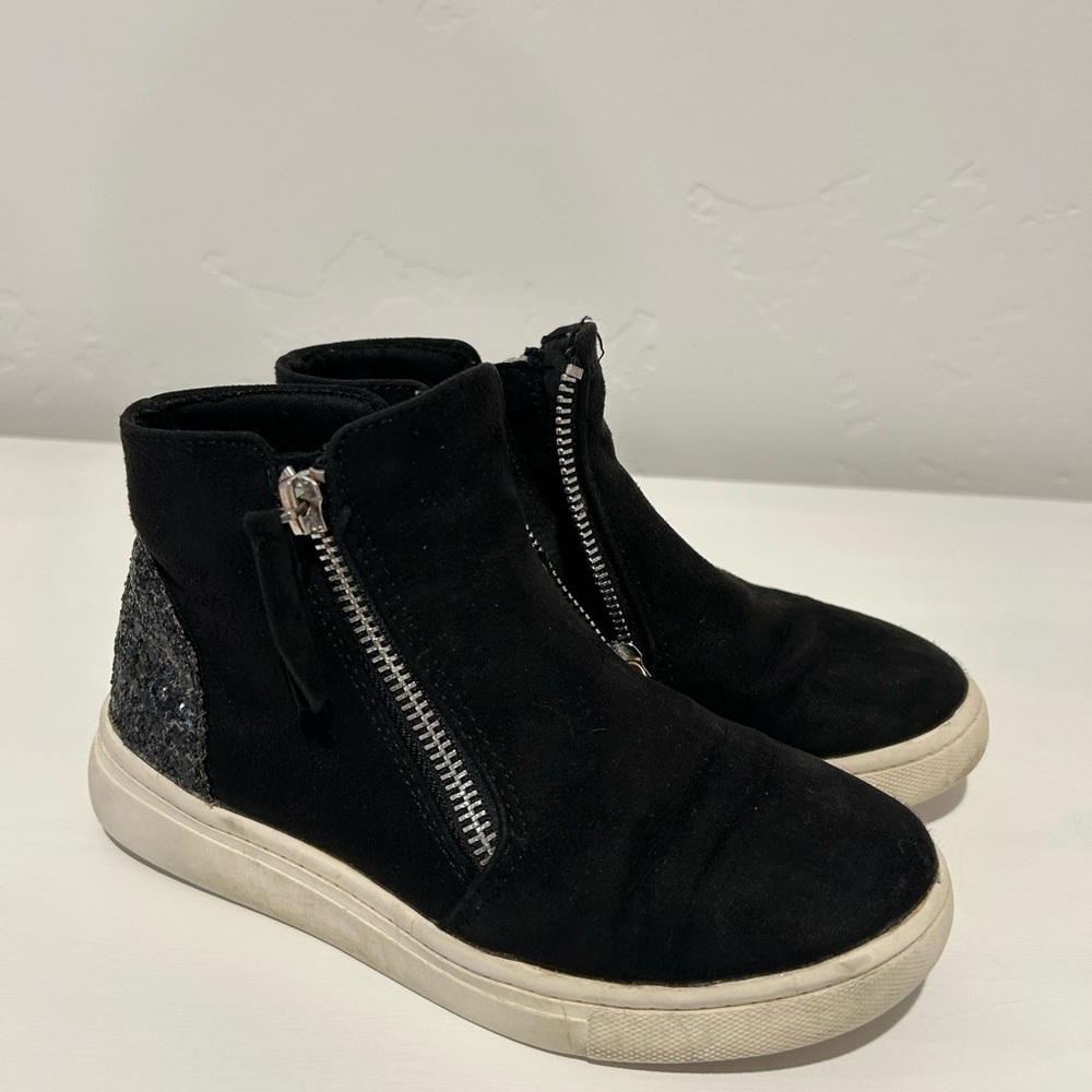 Black Suede Shoes with Zipper